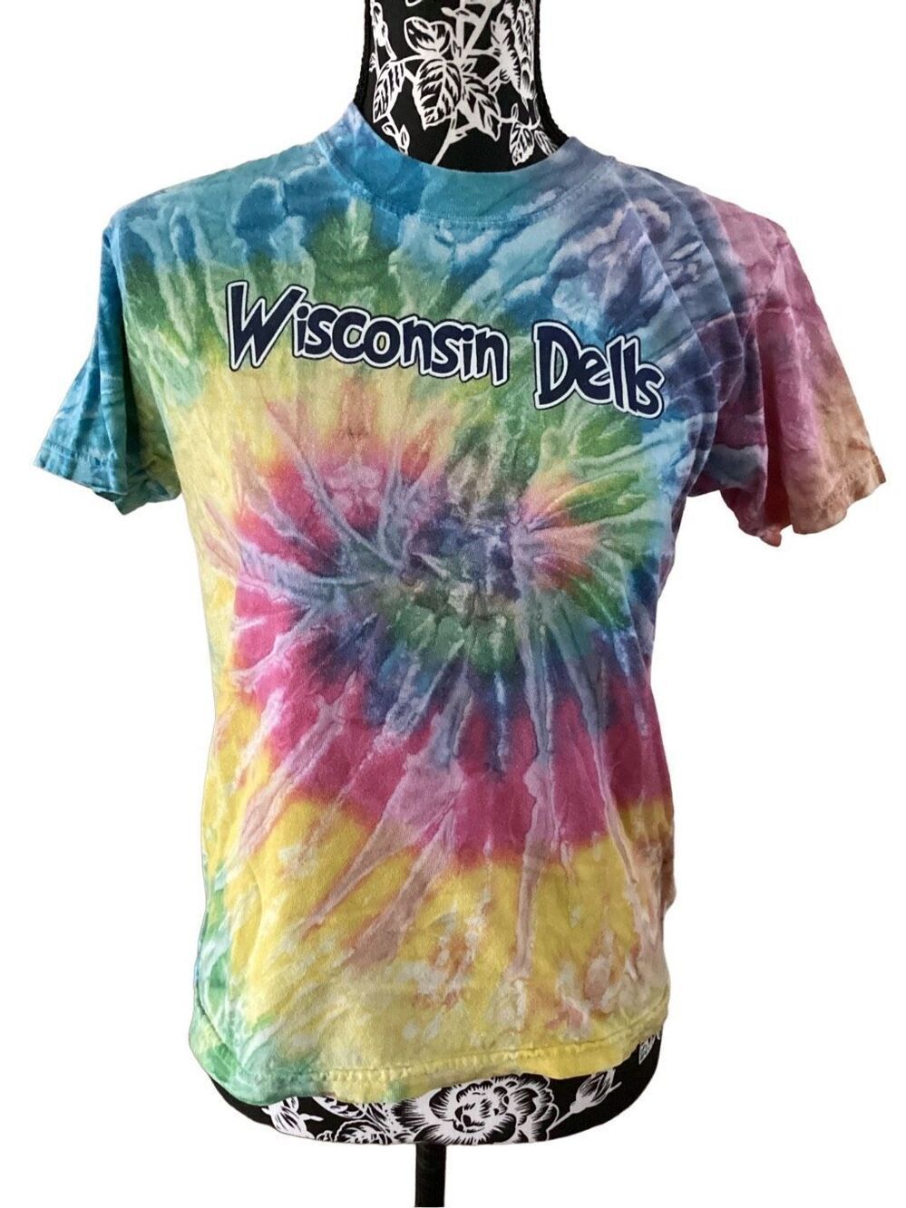 Wisconsin Dells Tie Dye T Shirt Casual Lounge Sleepwear Wi Travel Vacation Tee